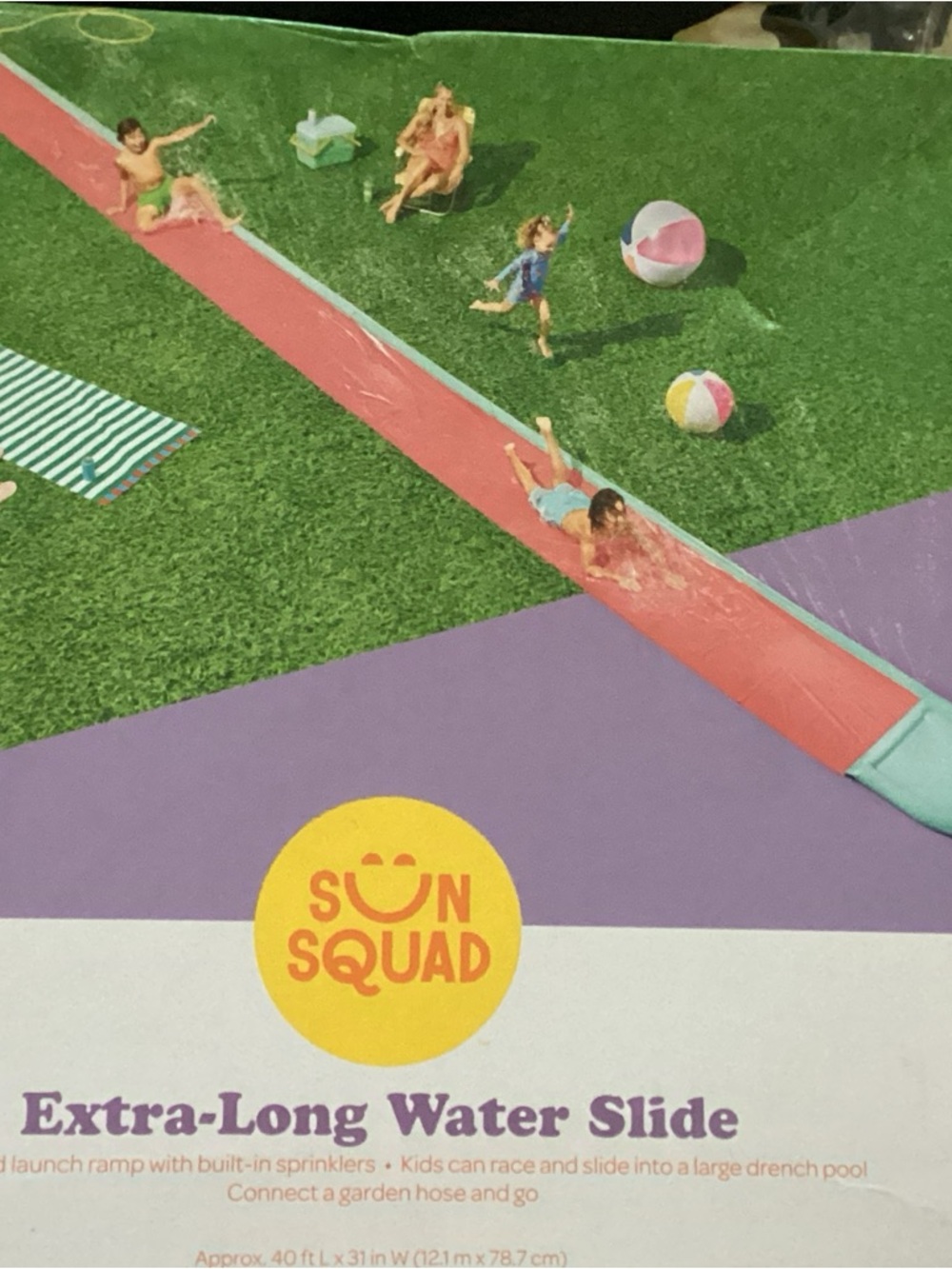 Sun Squad Extra-Long Water Slide - Pink and Purple